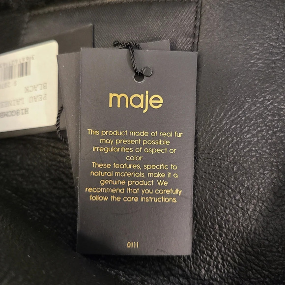 Maje Gombery Lamb Leather & Sheep Shearling Moto Jacket -NWT - Picture 10 of 10